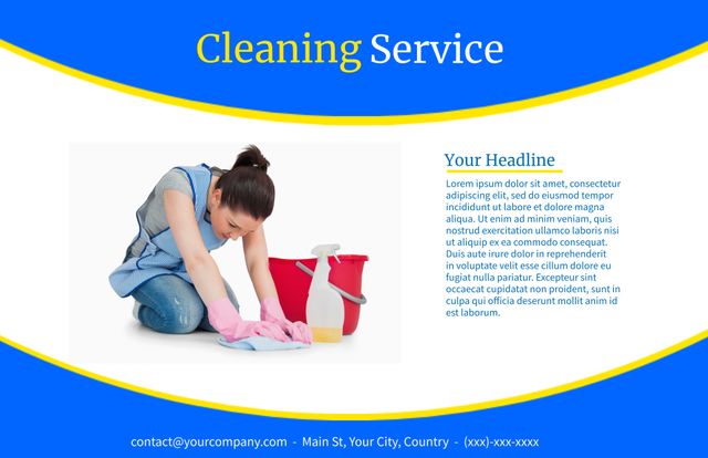 Focused Cleaner Mopping Floor for Cleaning Service Advertisement - Download Free Stock Templates Pikwizard.com