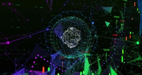 Abstract Financial Data Networking on Digital Globe Background - Download Free Stock Images Pikwizard.com