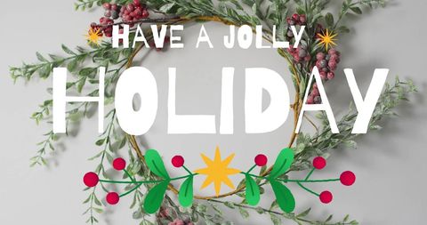 Jolly Holiday Greeting Card with Wreath and Text - Download Free Stock Images Pikwizard.com