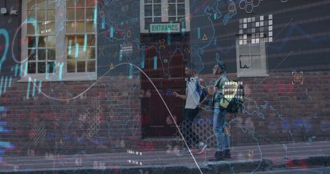 Global Financial Data Overlay on City Street Scene - Download Free Stock Images Pikwizard.com
