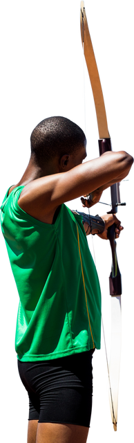 Biracial Male Archer Aiming with Bow on Transparent Background - Download Free Stock Videos Pikwizard.com