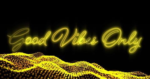 Good Vibes Only Neon Light with Glowing Abstract Mesh