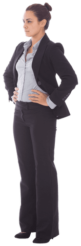 Transparent Confident Businesswoman Standing Cross Armed