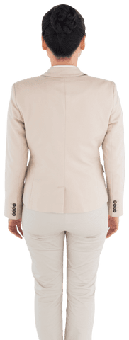 Transparent Image Back View Asian Businesswoman in Formal Outfit