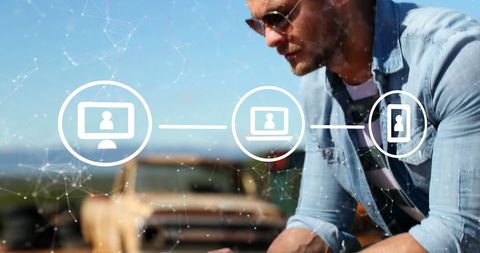 Technological connections concept with smartphone usage