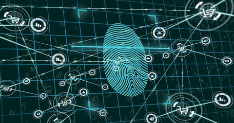 Biometric Fingerprint and Data Connections on Digital Grid - Download Free Stock Images Pikwizard.com