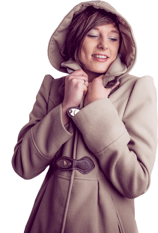 smiling woman in warm winter coat with hood, transparent background - Download Free Stock Videos Pikwizard.com