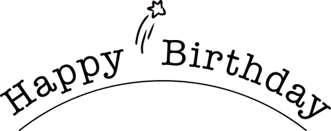 Minimalist Happy Birthday Text Design with Shooting Star on Transparent Background