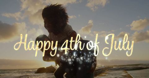 Joyful 4th of July Celebration on the Beach at Sunset - Download Free Stock Images Pikwizard.com