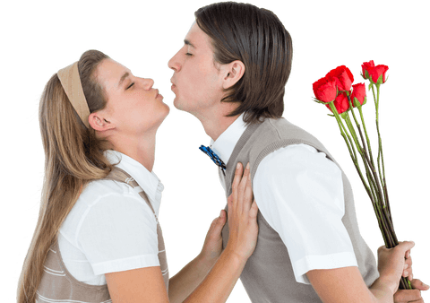 transparent geeky couple expressing love with roses - Download Free Stock Videos Pikwizard.com