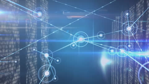 Digital Network Connection and Data Processing Visualization