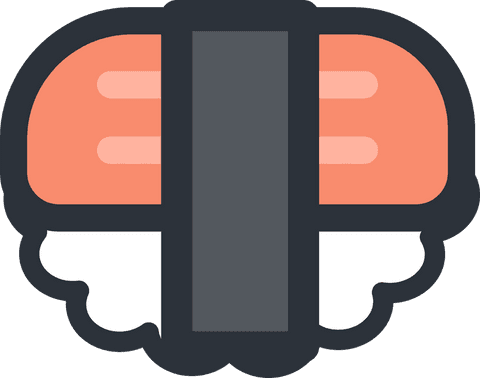 Flat stylized salmon nigiri on transparent background icon