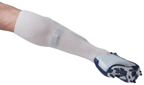 Football Player Leg with White Sock and Cleat on Transparent Background