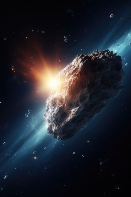 Asteroid in Deep Space with Glowing Light and Starry Background - Download Free Stock Images Pikwizard.com