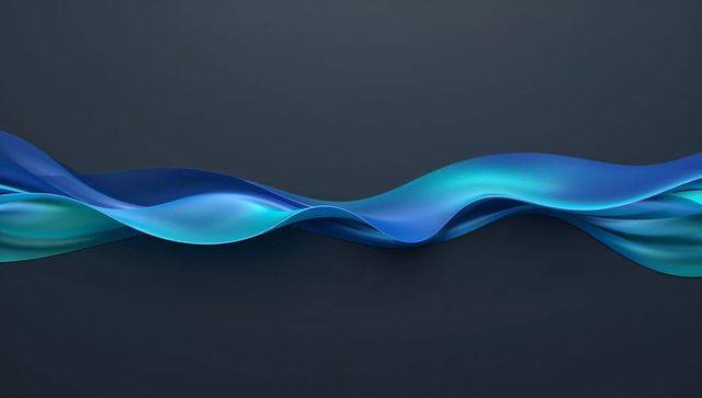 Sinuous Blue-Teal Ribbon Flowing Across Dark Gray Background for Modern Minimalist Design