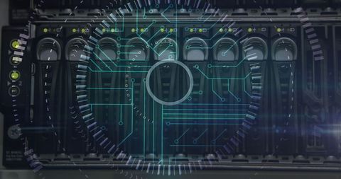 Futuristic Server Rack with Digital Circuitry Overlay - Download Free Stock Images Pikwizard.com