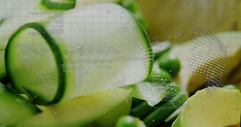 Digital Data Flow Intertwining with Fresh Vegetables