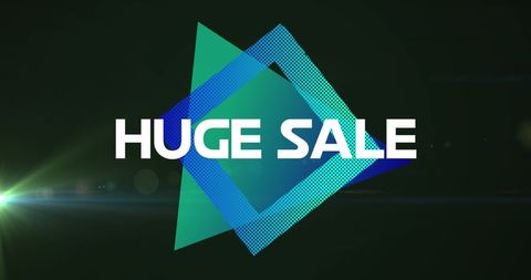 Vibrant huge sale banner with geometric shapes