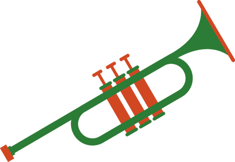 Minimalist trumpet illustration on transparent background