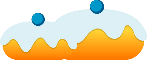 Vibrant abstract hills with blue dots on transparent background