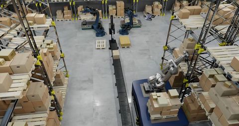 Automation with Robots and Drones in Modern Warehouse - Download Free Stock Images Pikwizard.com