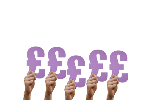 hands holding transparent purple pound symbols uplifted - Download Free Stock Videos Pikwizard.com