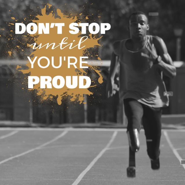 Motivational Poster with Determined Athlete Running on Track - Download Free Stock Templates Pikwizard.com