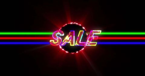 Dynamic Neon Sale Banner with Technological Vibes