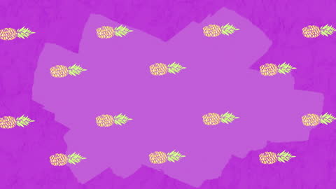 Bright Pineapple Pattern on Vibrant Purple Background