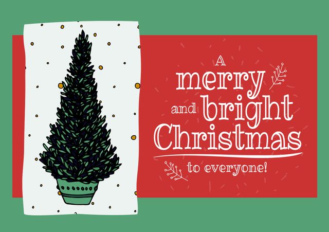 Composition of merry christmas text over tree. Christmas eve and celebration concept digitally generated image.