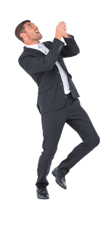 Transparent Businessman With Excited Gesture Looking Upward