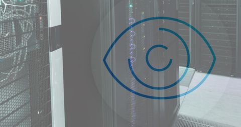 Cyber Security Eye Symbol Over Server Room Technology - Download Free Stock Images Pikwizard.com