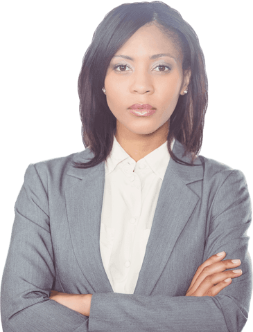 Transparent Confident Businesswoman With Arms Crossed Wearing Suit