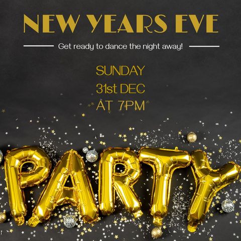 new year's eve party invitation with gold balloon decor - Download Free Stock Templates Pikwizard.com