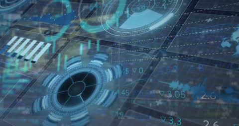 Futuristic Data Interface Overlay on Cityscape