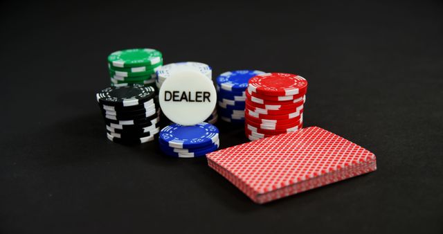 Poker Chips and Dealer Button on Black Background - Download Free Stock Photos Pikwizard.com