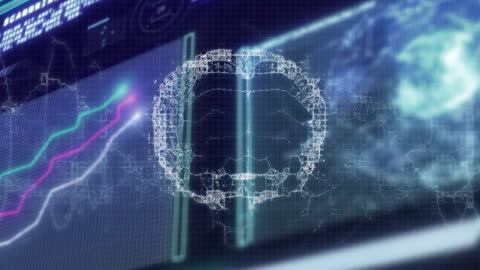 Futuristic AI Brain Technology with Digital Interface