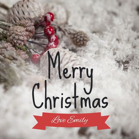 festive christmas greetings with snow and berries background - Download Free Stock Templates Pikwizard.com