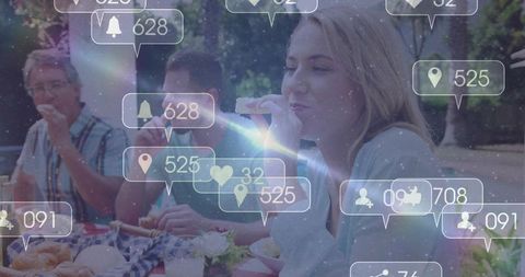 Relaxed Outdoor Picnic with AR Social Media Overlay