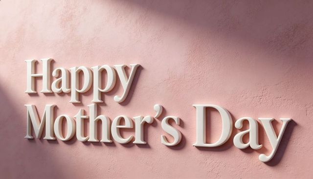 Elegant 3d cream serif typography saying happy mother's day on pink textured wall
