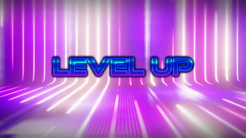Neon Level Up Animation with Vibrant Lights