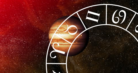 Jupiter with Fiery Mars and Zodiac Elements Illustration