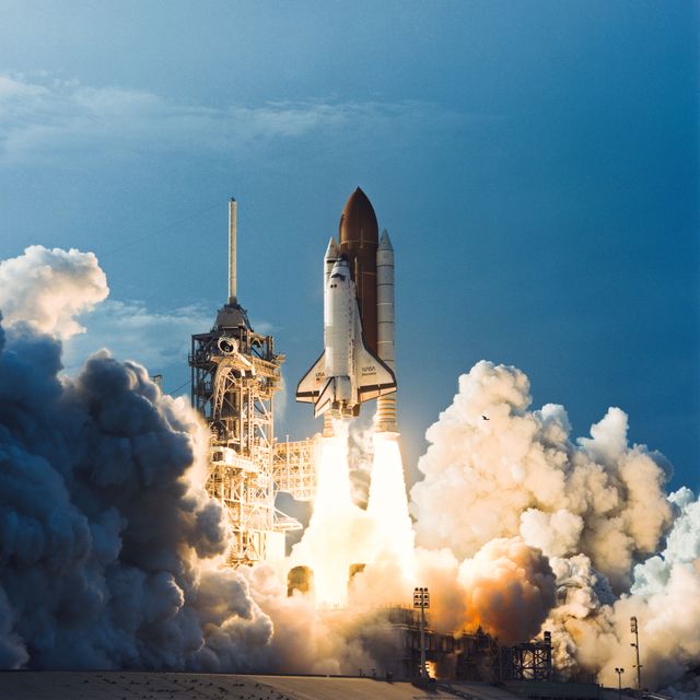 STS064-S-051 (9 Sept. 1994) --- With a crew of six NASA astronauts aboard, the space shuttle Discovery heads for its nineteenth Earth-orbital mission. Launch was delayed because of weather, but all systems were "go," and the spacecraft left the launch pad at 6:23 p.m. (EDT) on Sept. 9, 1994. Onboard were astronauts Richard N. Richards, L. Blaine Hammond, Carl J. Meade, Mark C. Lee, Susan J. Helms and Jerry M. Linenger. Photo credit: NASA or National Aeronautics and Space Administration