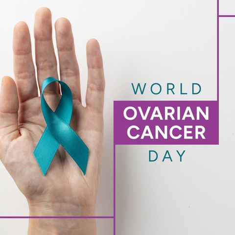 Hand Holding Teal Ribbon for World Ovarian Cancer Day Awareness - Download Free Stock Templates Pikwizard.com