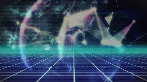 Futuristic Global Network with Digital World Map
