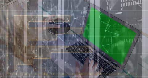 Data Processing Animation with Woman Using Laptop