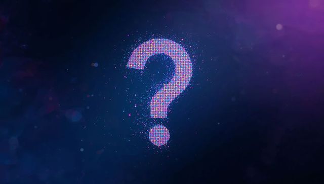 Glowing Pixelated Question Mark in Digital Space