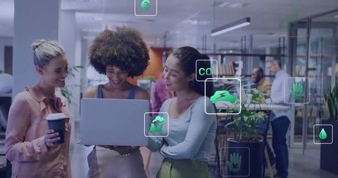 Teamwork and Sustainability: Coworkers Sharing Eco-Friendly Ideas