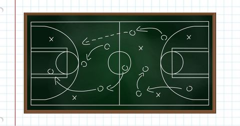 Basketball Strategy Chalkboard with Court Diagram - Download Free Stock Images Pikwizard.com