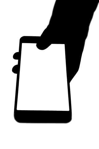 Hand Holding Tablet Silhouette on Transparent Background